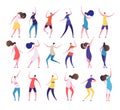 Dancing people. Cartoon stylish men and women dance on party dancing club. Clubbing people vector characters