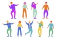 Dancing people flat vector illustrations set