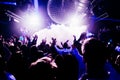 Dancing people in nightclub with nitrogen