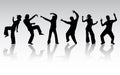 Dancing people silhouettes Royalty Free Stock Photo