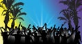 Dancing people on summer beach party silhouette. Vector illustration