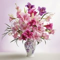 Dancing Petals: An Artistic Bouquet of Silky Orchids and Pink Carnations