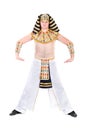 Dancing pharaoh wearing a egyptian costume. Royalty Free Stock Photo