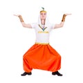 Dancing pharaoh wearing a egyptian costume. Royalty Free Stock Photo