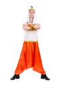 Dancing pharaoh wearing a egyptian costume. Royalty Free Stock Photo