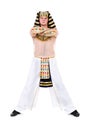 Dancing pharaoh wearing a egyptian costume. Royalty Free Stock Photo