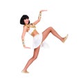 Dancing pharaoh woman wearing a egyptian costume. Royalty Free Stock Photo