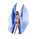 Dancing pharaoh woman wearing a egyptian costume. Royalty Free Stock Photo