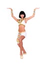 Dancing pharaoh woman wearing a egyptian costume. Royalty Free Stock Photo