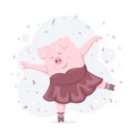 Dancing Piggy Ballerina Royalty Free Stock Photo