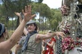 Dancing pilgrims on their way to El Rocio, Spain