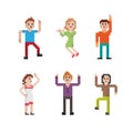 Dancing Pixel People Set Royalty Free Stock Photo