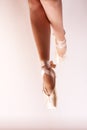 Dancing on pointe ballet shoes Royalty Free Stock Photo