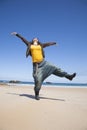 Dancing pregnant woman at beach Royalty Free Stock Photo