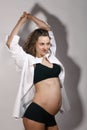 Dancing pregnant woman Royalty Free Stock Photo