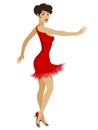Dancing Pretty Woman in Red Dress