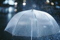 Dancing Raindrops Under a Clear Umbrella. A Splash of Joy in the Rain Royalty Free Stock Photo