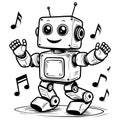 Dancing Robot with Music Notes Royalty Free Stock Photo