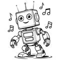 Dancing Robot with Music Notes Royalty Free Stock Photo