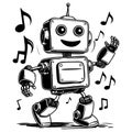 Dancing Robot with Music Notes Royalty Free Stock Photo
