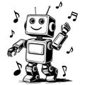 Dancing Robot with Music Notes Royalty Free Stock Photo