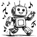 Dancing Robot with Music Notes Royalty Free Stock Photo