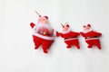 Santa dolls on a white background Royalty Free Stock Photo