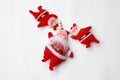 Santa dolls on a white background Royalty Free Stock Photo