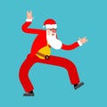 Dancing Santa isolated. Grandfather dancer. Christmas and New Year Vector Illustration