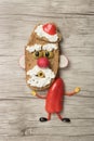 Dancing Santa made as sandwich