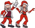 Dancing Santa And Mrs. Claus. Vector illustration with simple gradients. Royalty Free Stock Photo