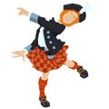 Dancing Scotsman. Man in scottish costume. Illustration for internet and mobile website Royalty Free Stock Photo