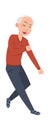 Dancing senior. Cartoon grandfather waving hands and legs, old man moving to music. Dancer in pensioner club or musical