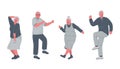 Dancing senior people. Cheerful retirees. Old men and old women have fun and dance. Positive elderly people