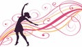 Dancing Silhouette with Ribbons: Expressive Movement Art, vector design Generative AI Royalty Free Stock Photo