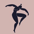 Dancing silhouette of a woman, inspired by Matisse. Dance of the female body in motion. Vector cutout illustration Royalty Free Stock Photo