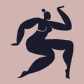 Dancing silhouette of a woman inspired by Matisse. Scissors carved female figure in motion. Vector cut out illustration Royalty Free Stock Photo