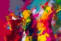Dancing silhouettes of people on a rainbow watercolor paint splash. Neural network AI generated Royalty Free Stock Photo