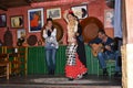 Andalusian girls dance and sing flamenco, the typical traditional music of southern Spain,Seville,04/15/2017 Royalty Free Stock Photo