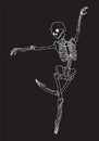 Dancing skeleton ballet dancer. Inspirational vector illustration