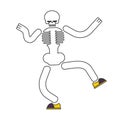 Dancing skeleton isolated. Skull dances street dances