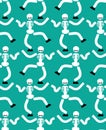 Dancing skeleton seamless pattern. Hell background. underworld Royalty Free Stock Photo
