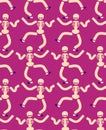 Dancing skeleton seamless pattern. Hell background. underworld o Royalty Free Stock Photo