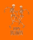 Dancing skeletons for halloween party poster vector illustration