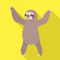 Dancing sloth icon, flat style