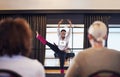 Dancing straight from the heart. a female dancer performing before the judges during a dance audition.