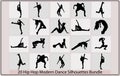 Dancing street dance silhouettes,dancing street dance silhouette ,women street dance hip hop dancers in silhouette Royalty Free Stock Photo
