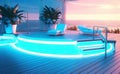 holiday vacation resort night pool luxury summer water large light. Generative AI.