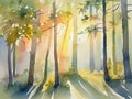 Dancing Sunbeams in Watercolor Royalty Free Stock Photo