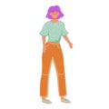 Dancing teenager girl flat vector illustration